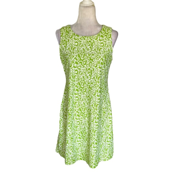 Jude Connally Beth Lime Green & White Printed Sleeveless Mini Dress - M - Picture 2 of 11